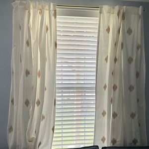 White with Gold Aztec embroidery curtains